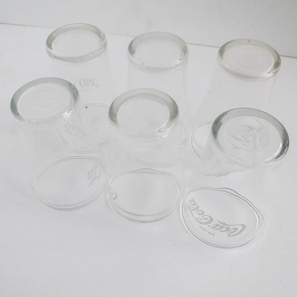 Coca-Cola Drinking Glasses Unisex OS Clear Bell Shape Logo Glass Set of‎ 6